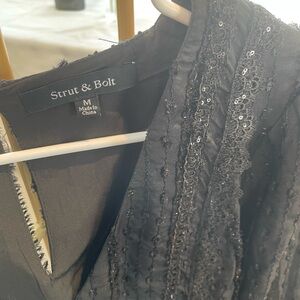 Strut & Bolt Black Lace Prom Dress